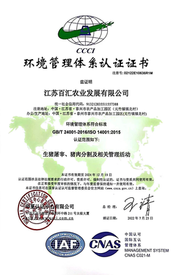 环境管理体系认证证书